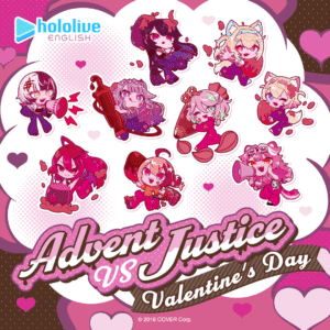 [Pre-order] hololive English Advent VS Justice Valentine's Day Random Button Badge